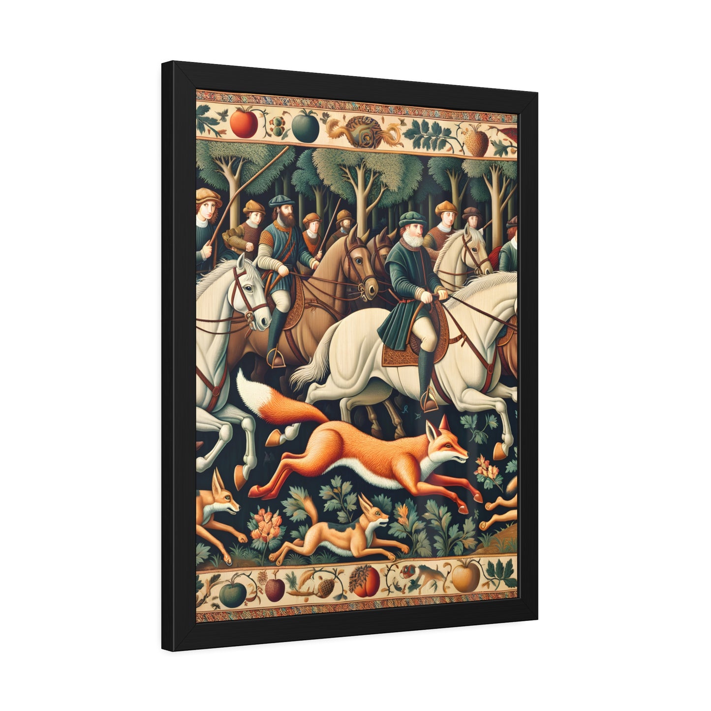 Framed Artwork - Fox hunt on horseback