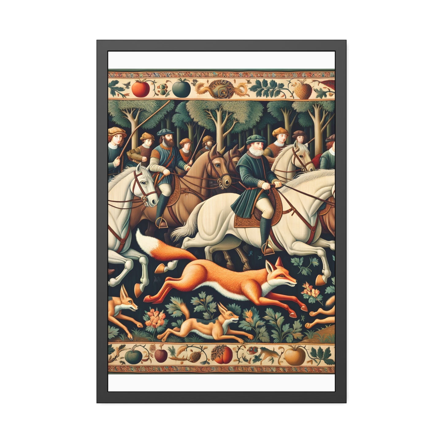 Framed Artwork - Fox hunt on horseback