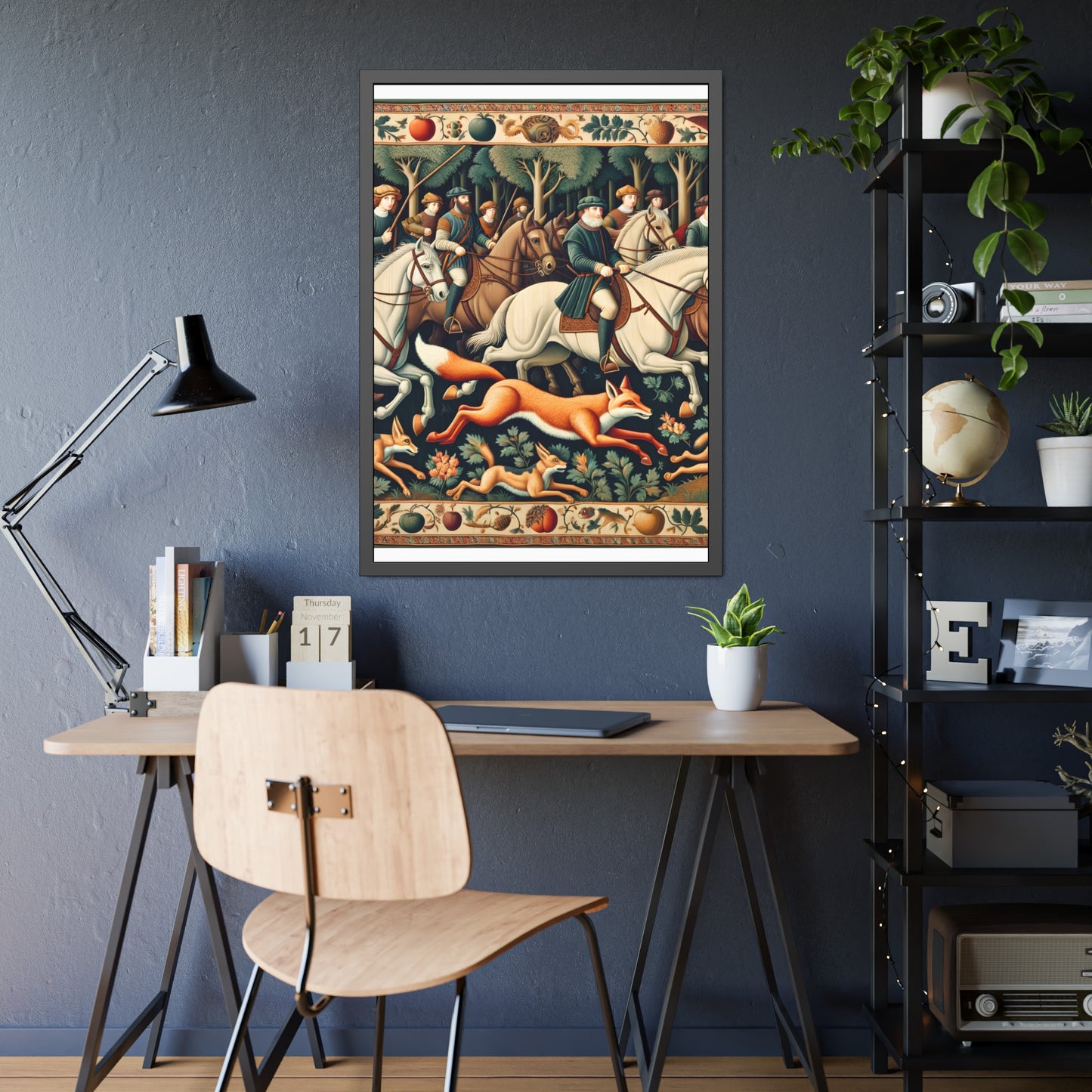 Framed Artwork - Fox hunt on horseback