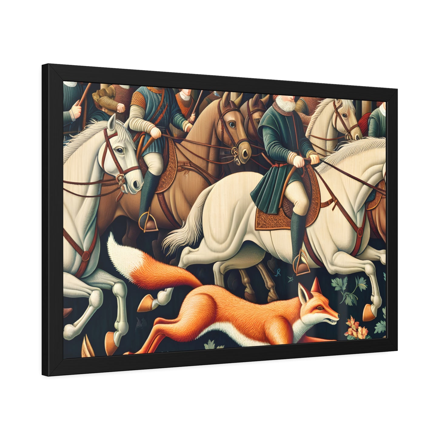 Framed Artwork - Fox hunt on horseback