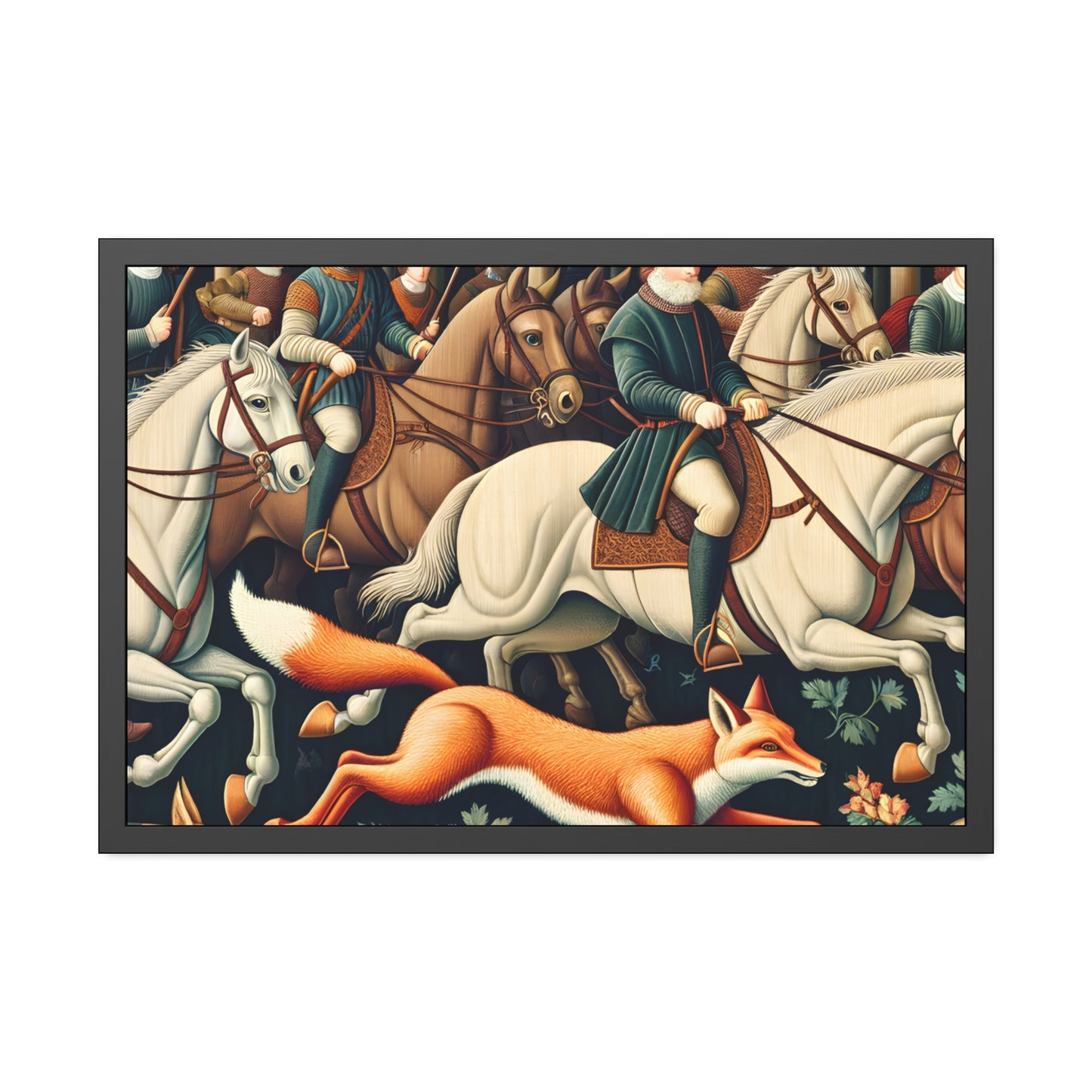 Framed Artwork - Fox hunt on horseback