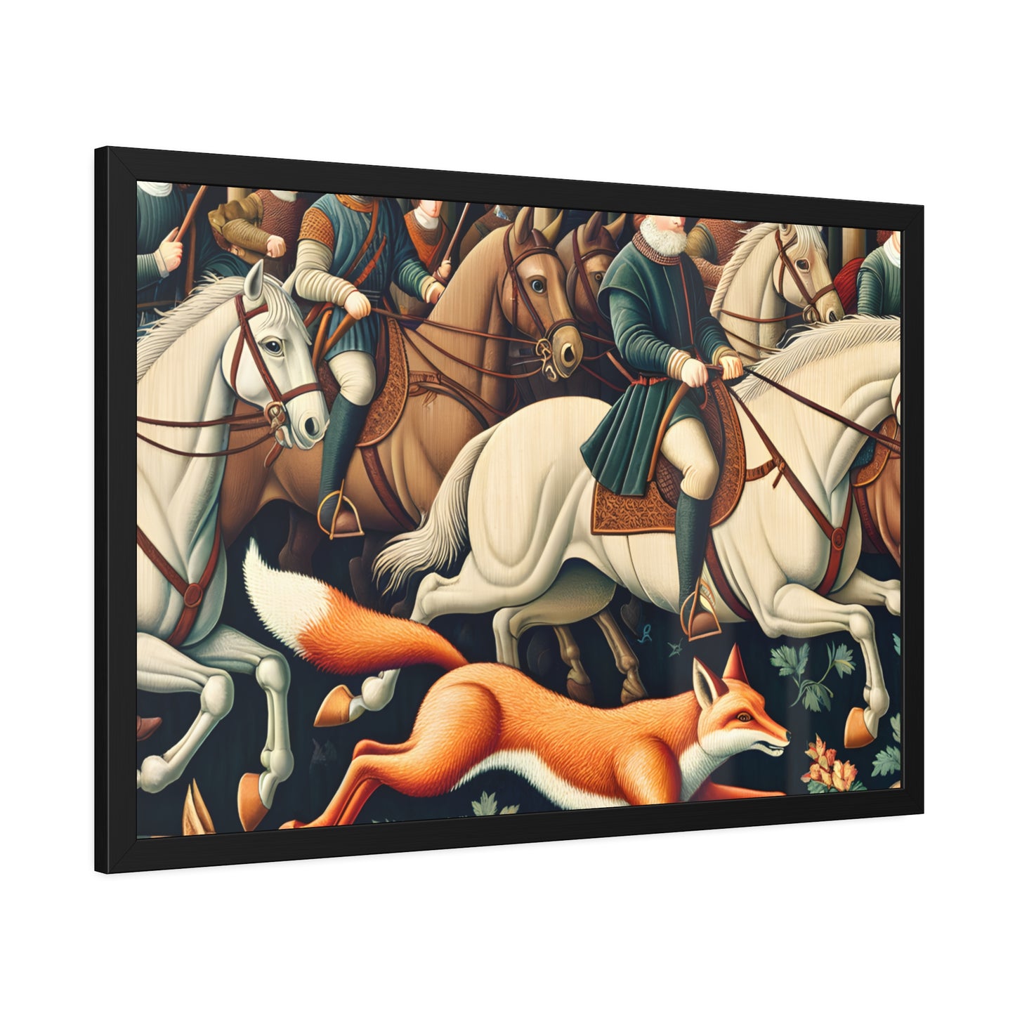 Framed Artwork - Fox hunt on horseback