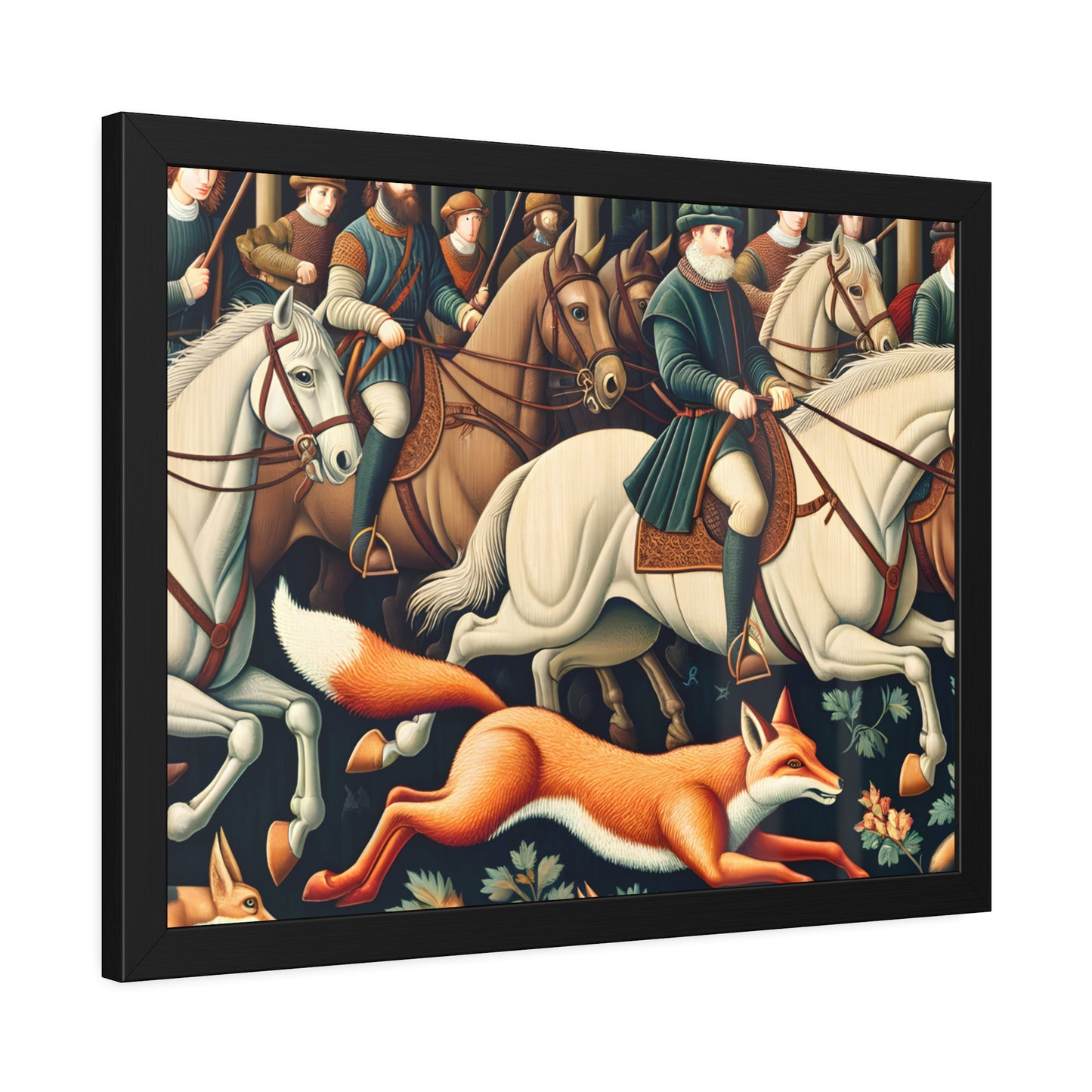 Framed Artwork - Fox hunt on horseback