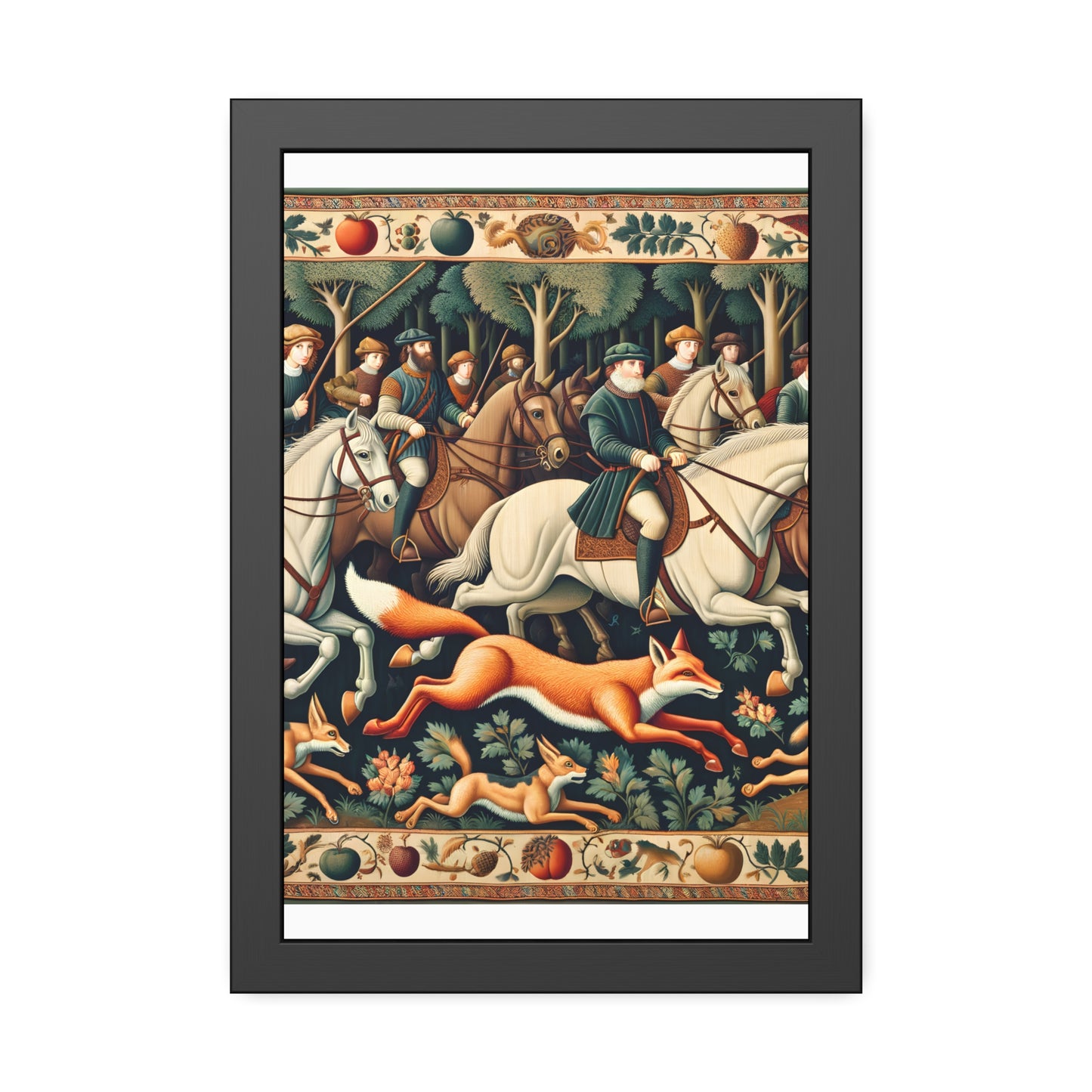 Framed Artwork - Fox hunt on horseback