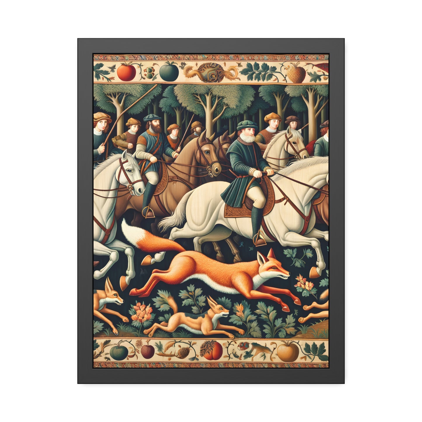 Framed Artwork - Fox hunt on horseback