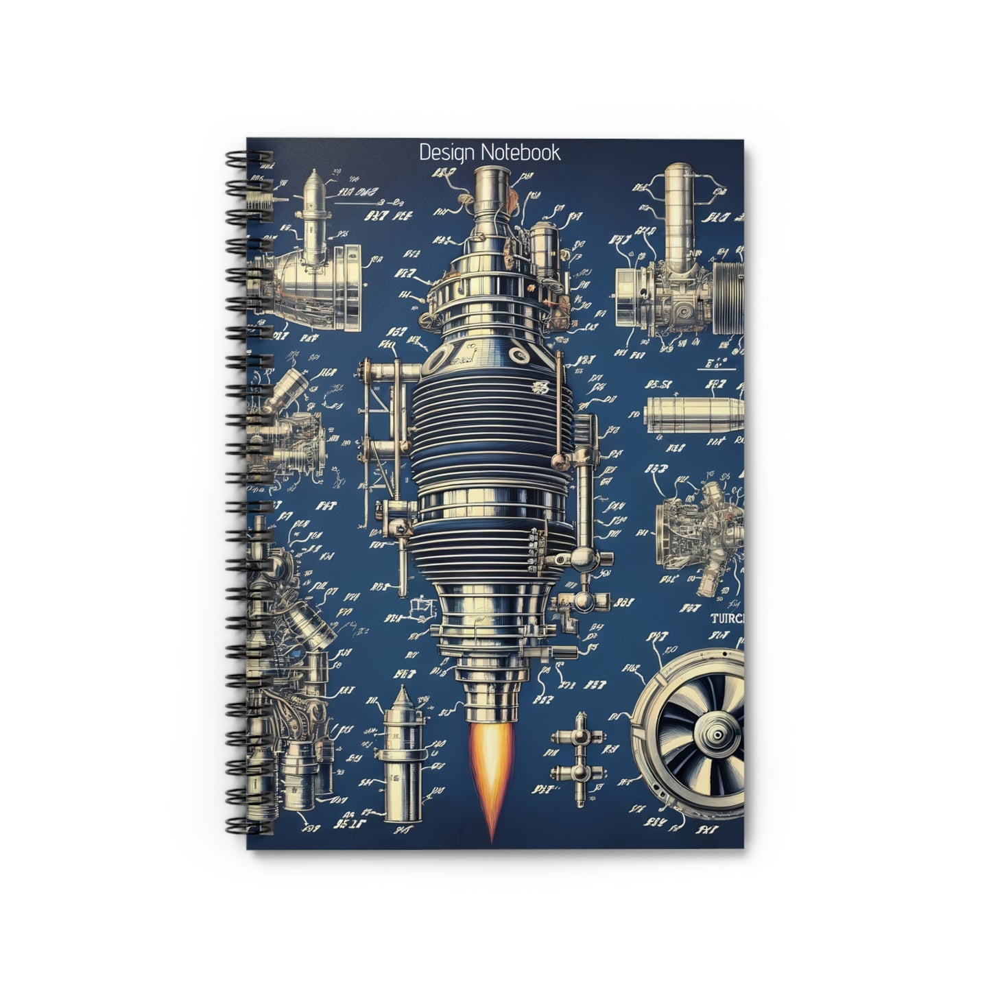 Spiral Notebook - Ruled Line - Rocket Technical Designs