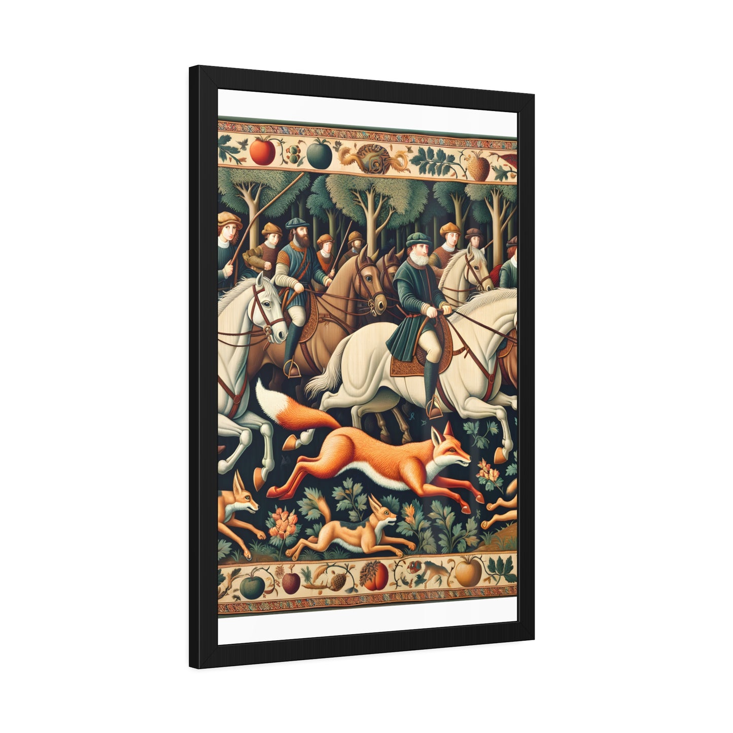 Framed Artwork - Fox hunt on horseback