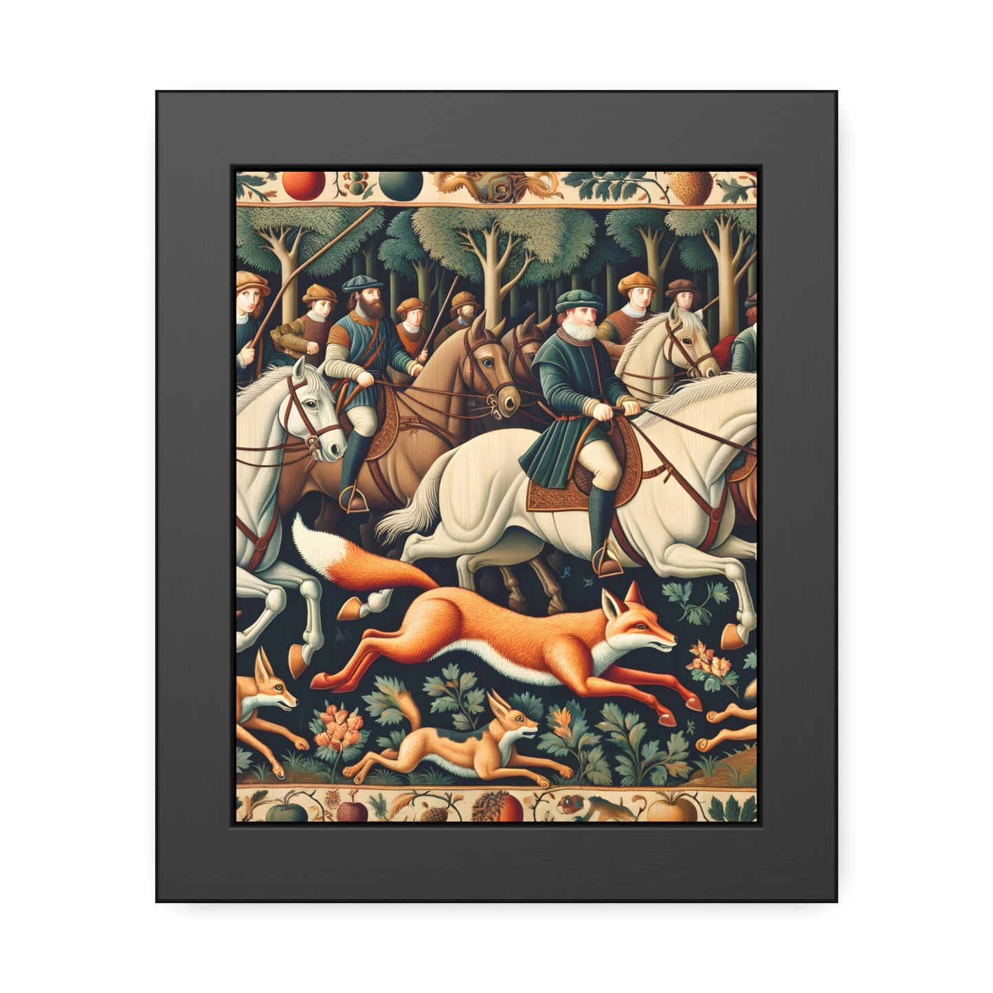 Framed Artwork - Fox hunt on horseback