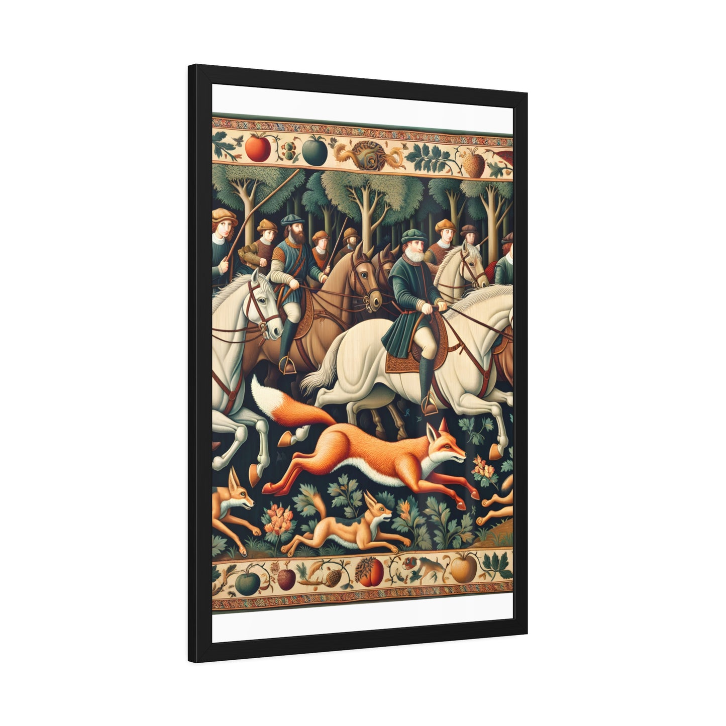 Framed Artwork - Fox hunt on horseback