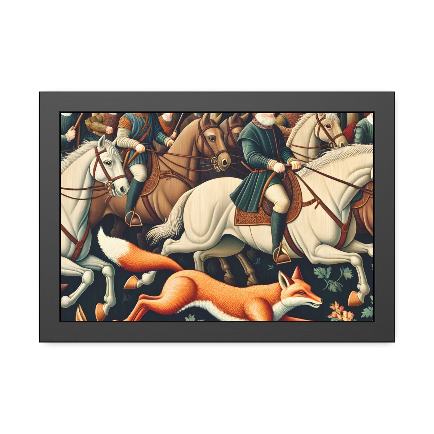 Framed Artwork - Fox hunt on horseback