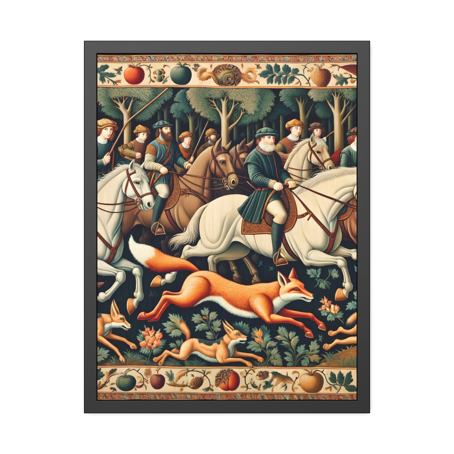 Framed Artwork - Fox hunt on horseback