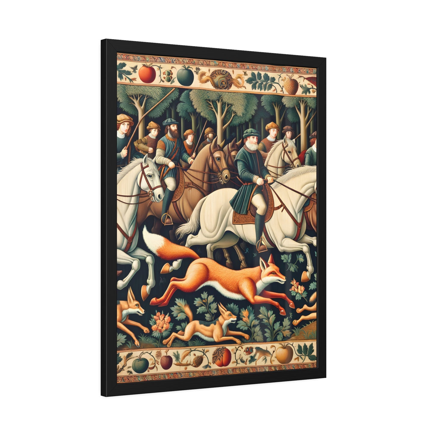 Framed Artwork - Fox hunt on horseback