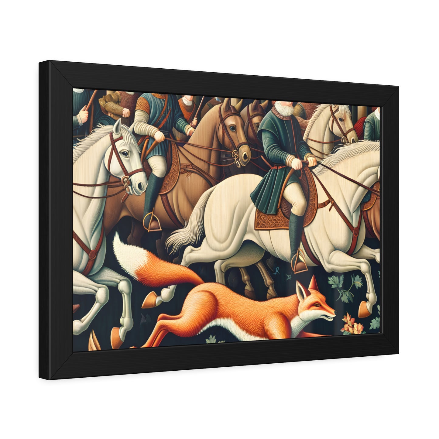 Framed Artwork - Fox hunt on horseback