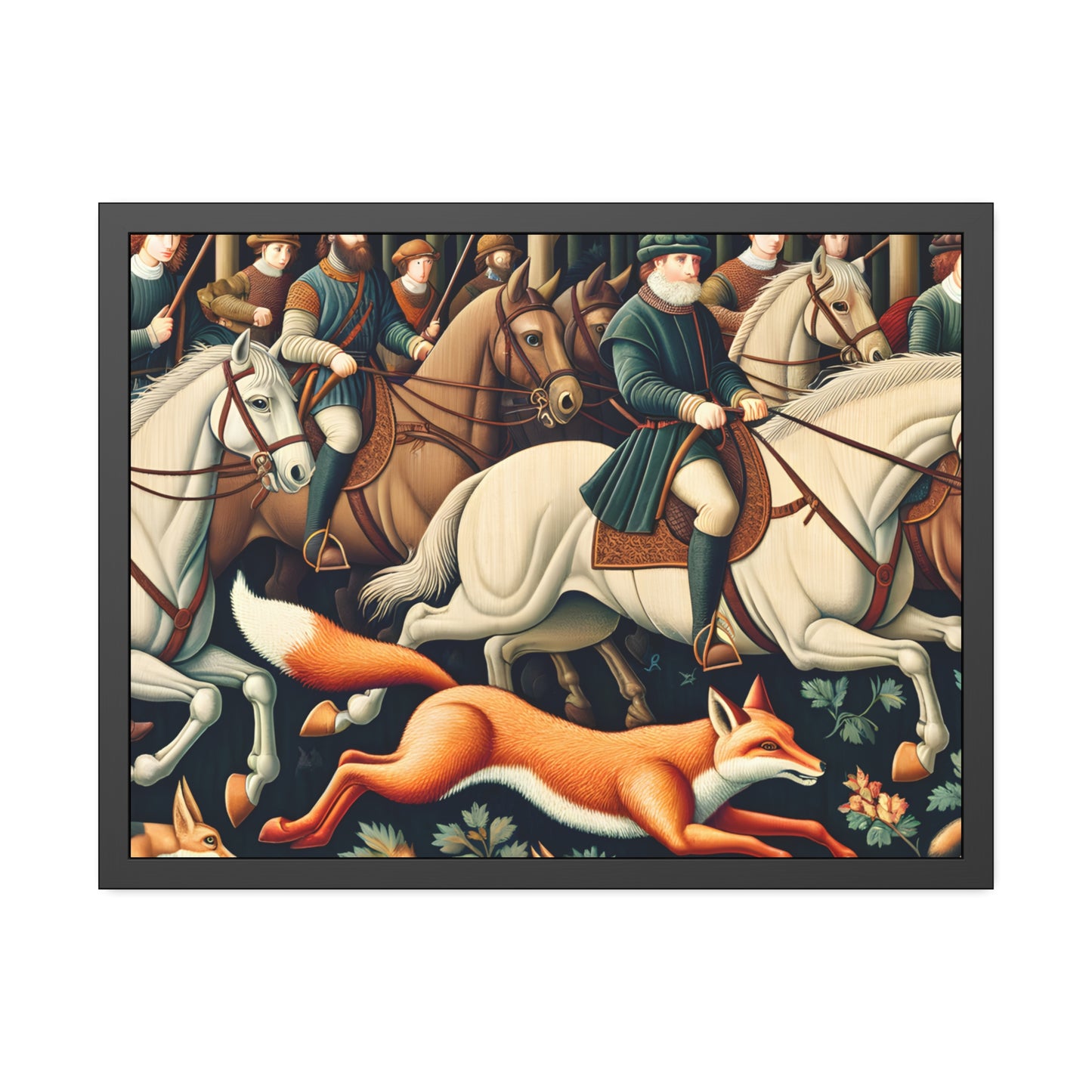 Framed Artwork - Fox hunt on horseback