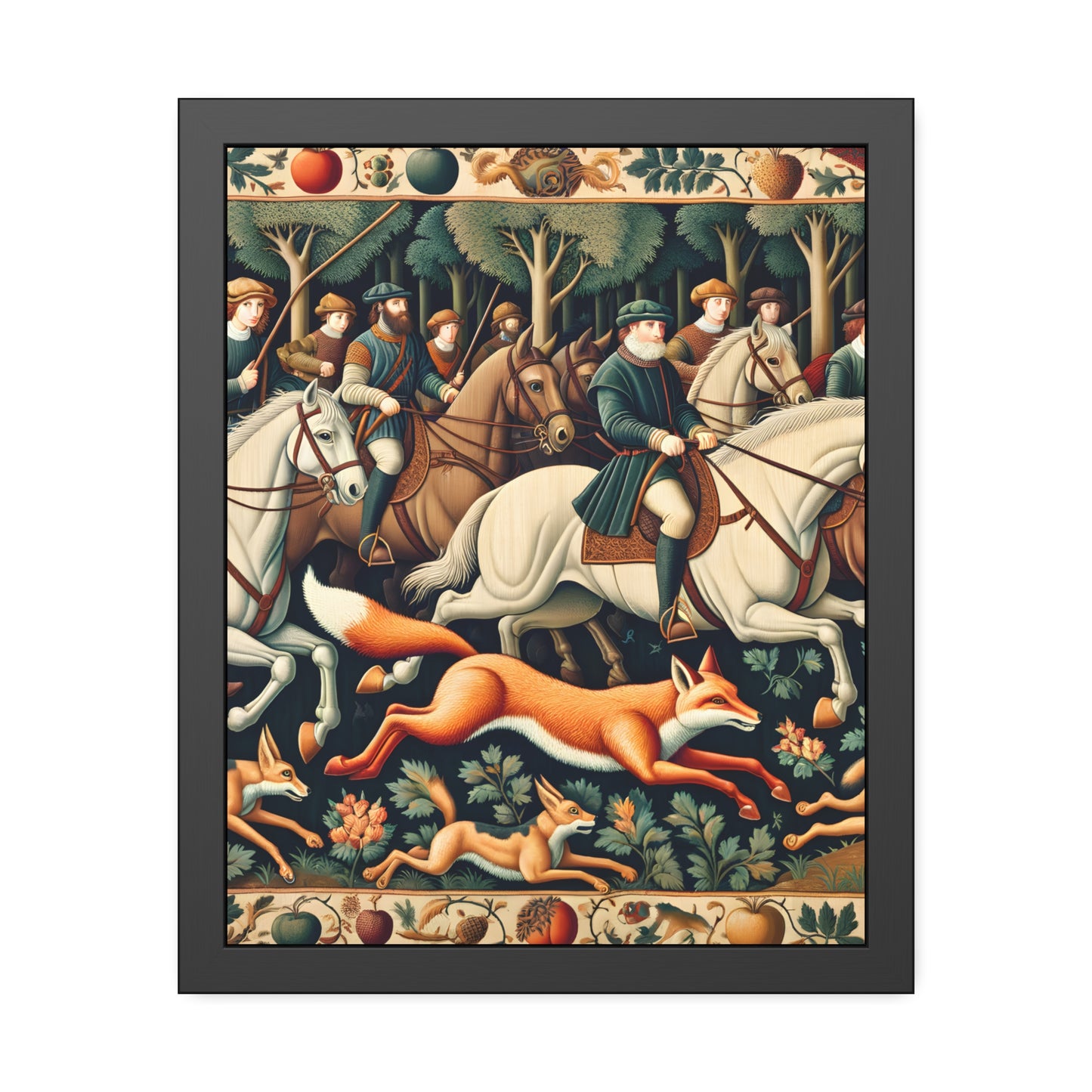 Framed Artwork - Fox hunt on horseback