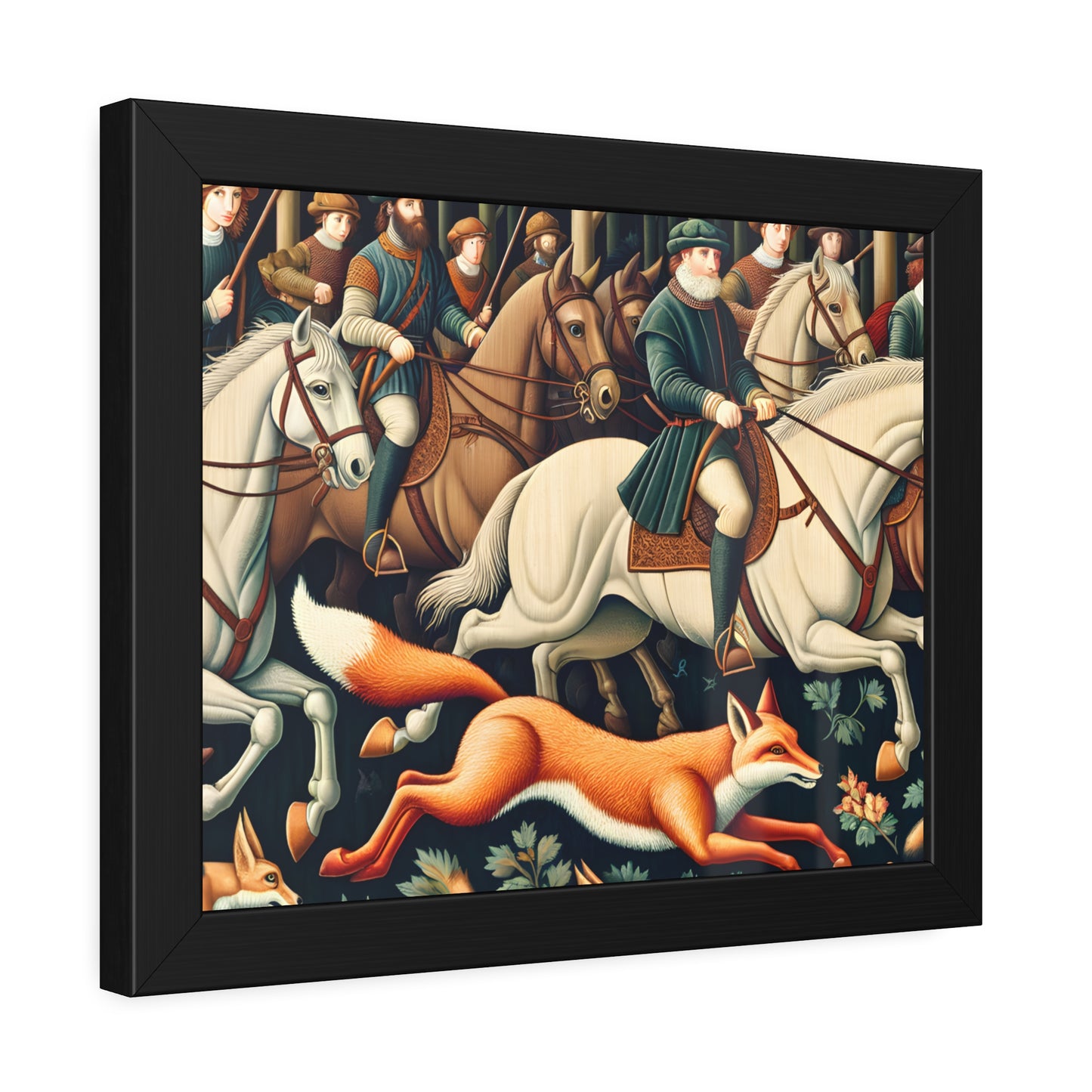 Framed Artwork - Fox hunt on horseback