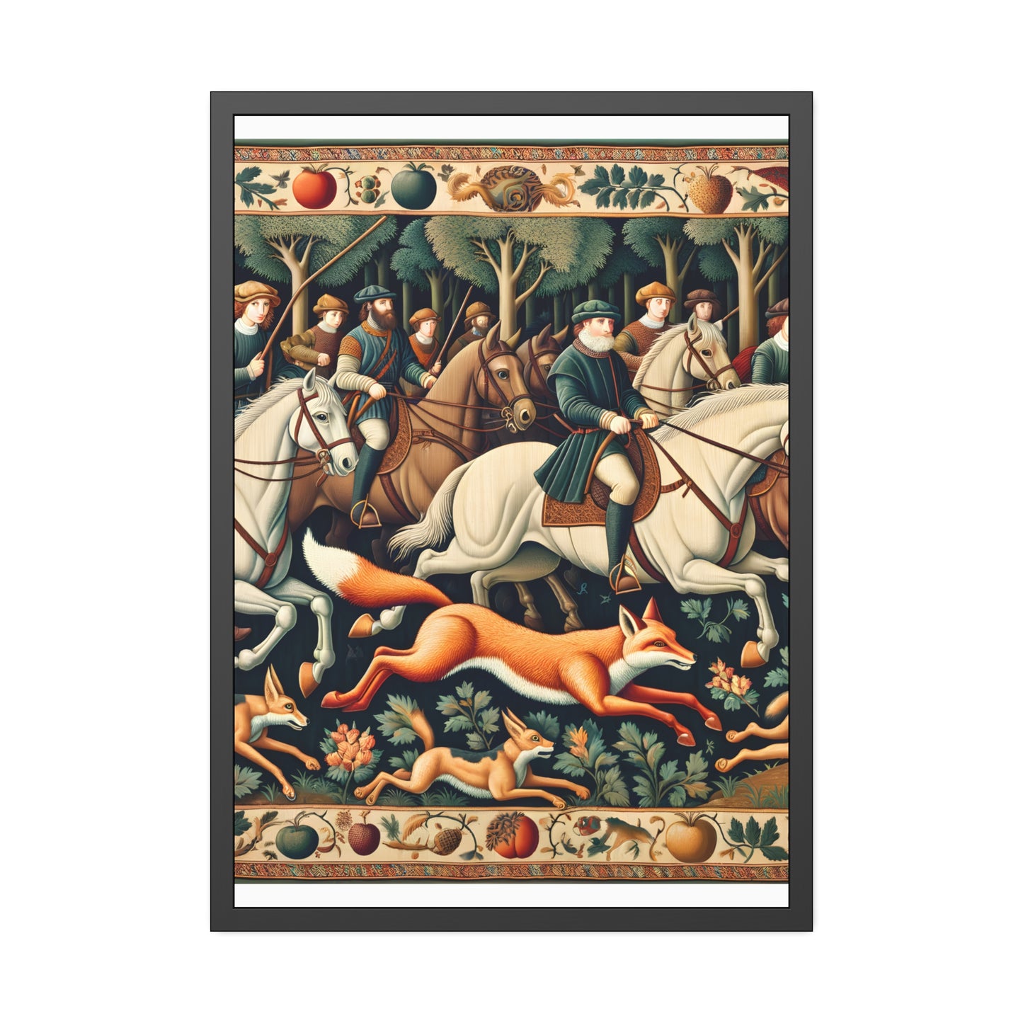 Framed Artwork - Fox hunt on horseback