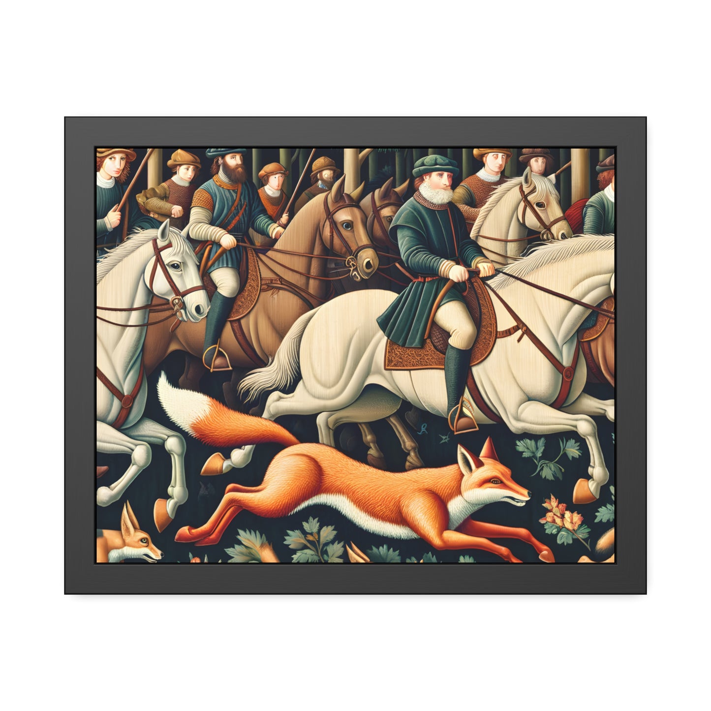 Framed Artwork - Fox hunt on horseback