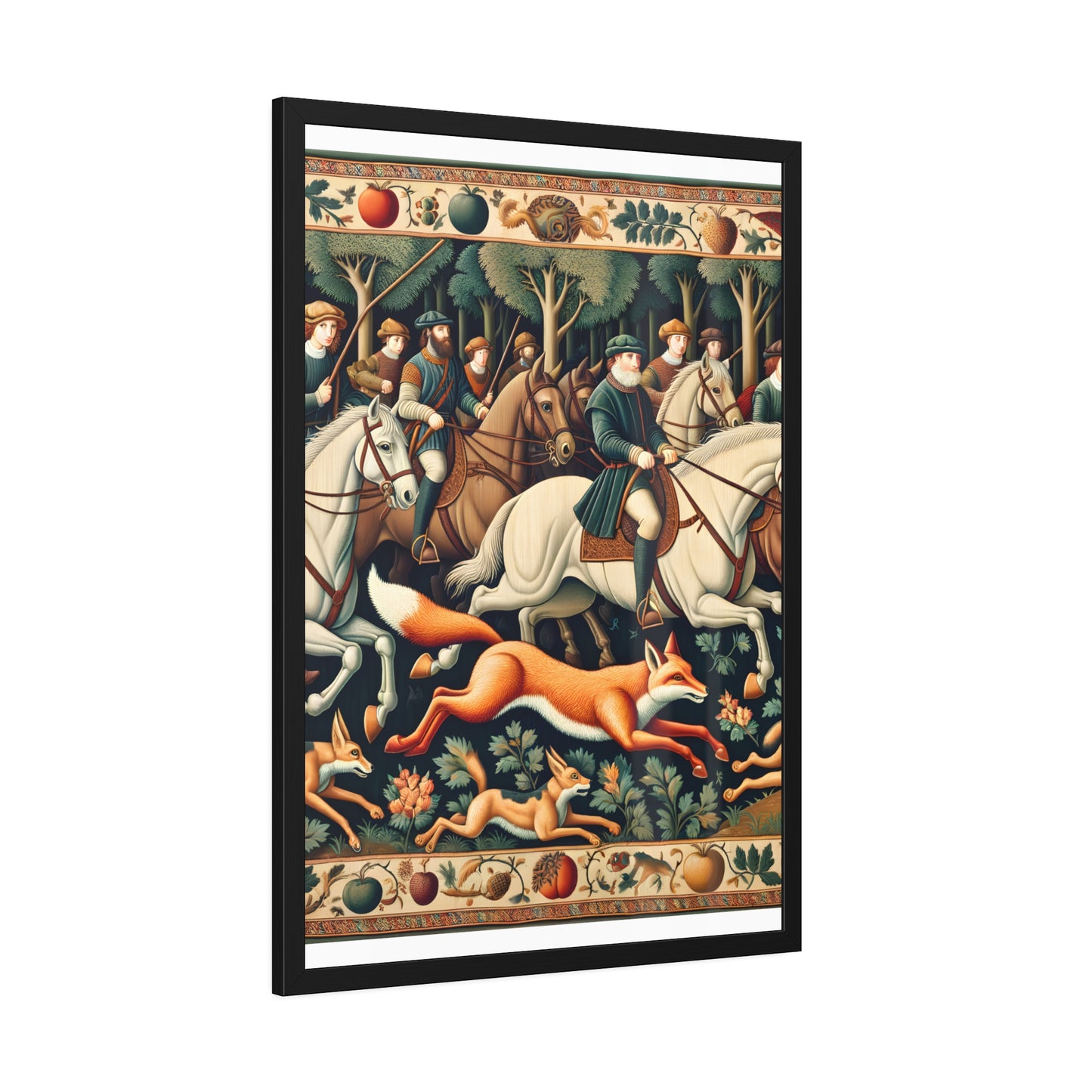 Framed Artwork - Fox hunt on horseback