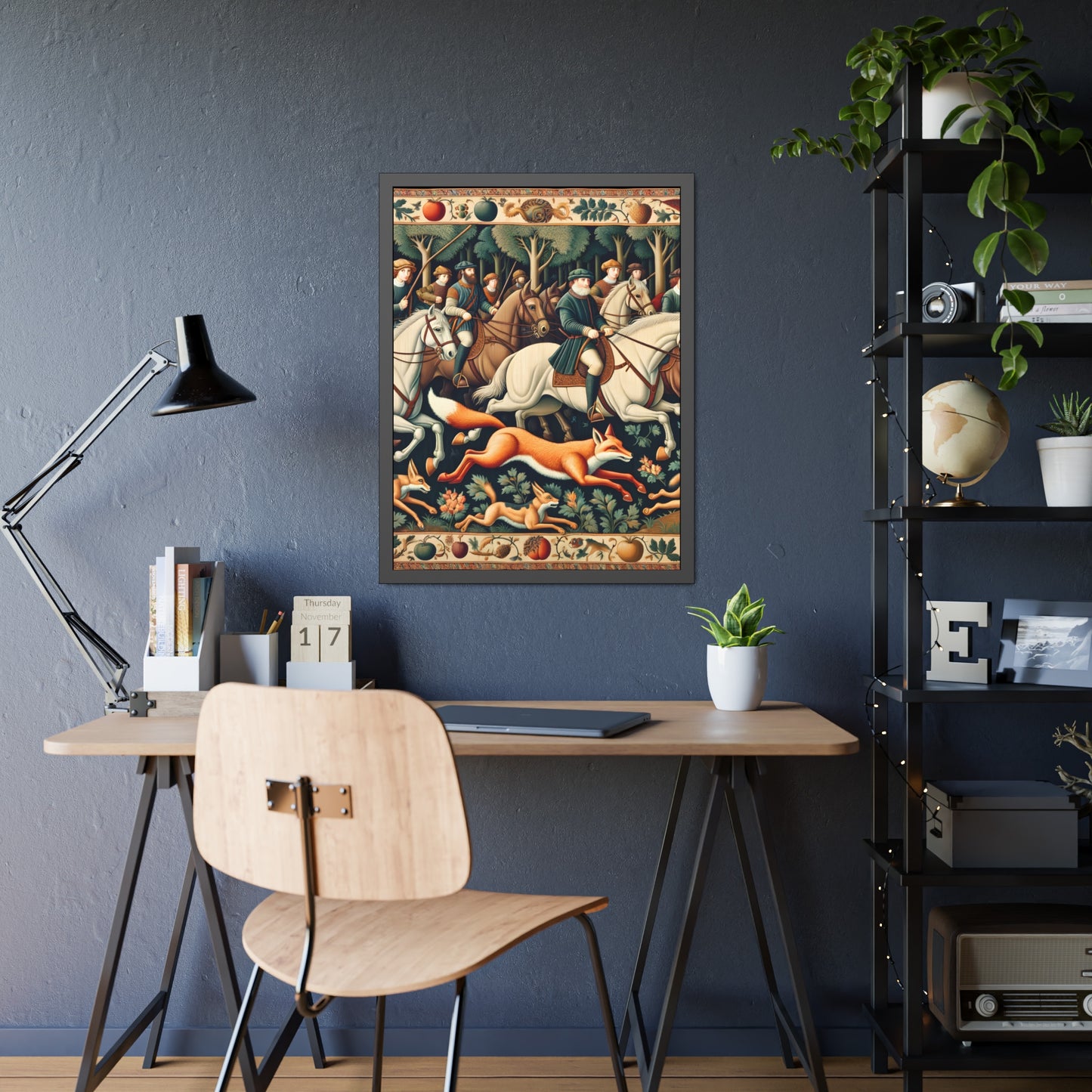 Framed Artwork - Fox hunt on horseback