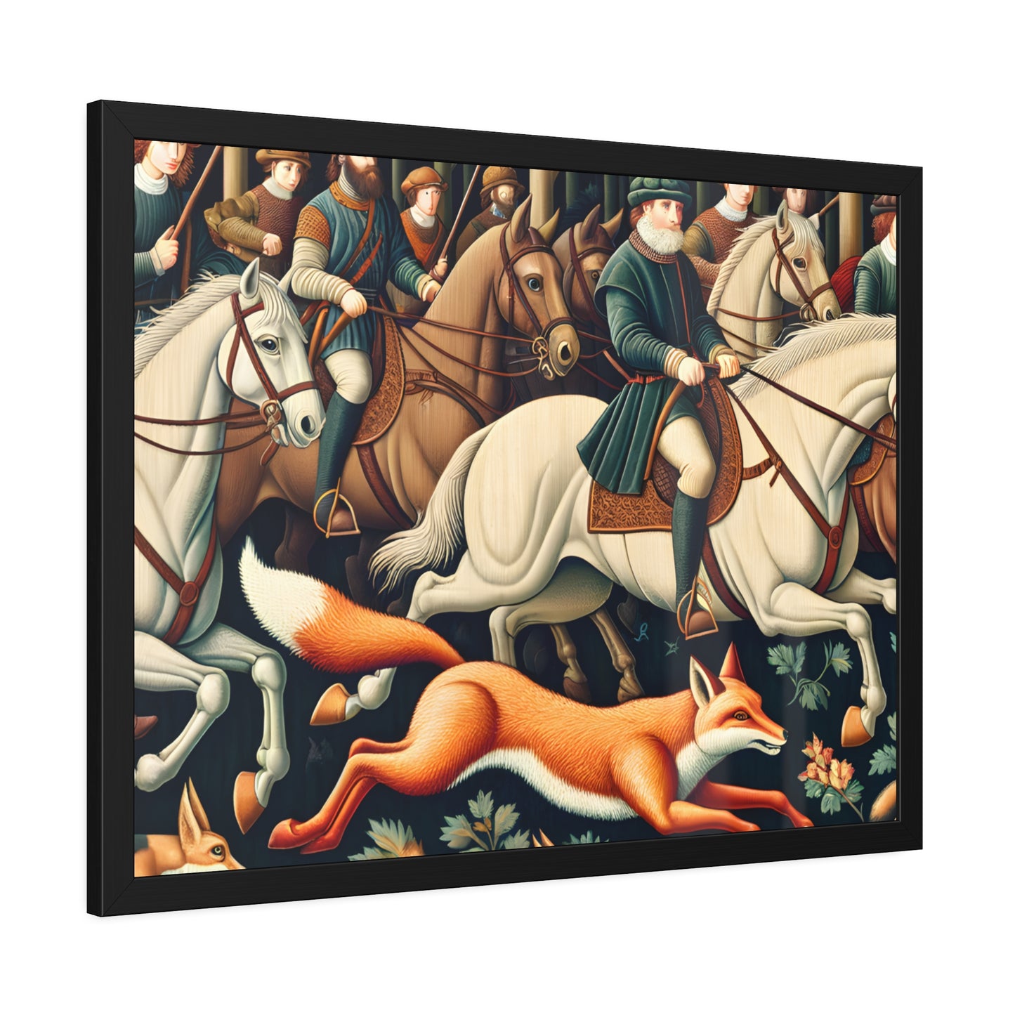 Framed Artwork - Fox hunt on horseback