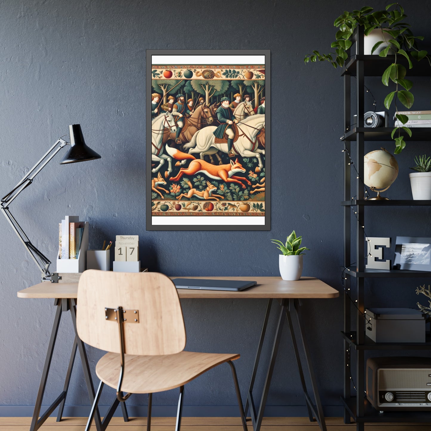 Framed Artwork - Fox hunt on horseback