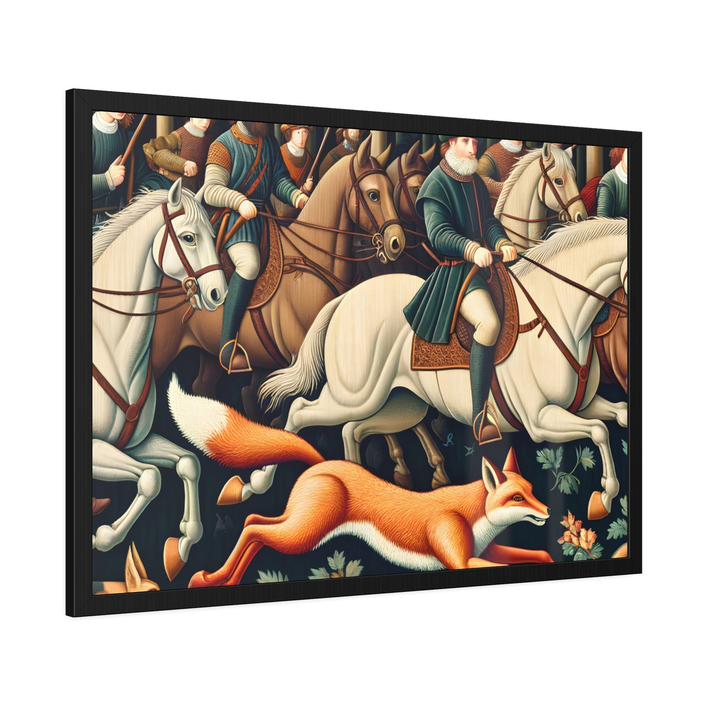 Framed Artwork - Fox hunt on horseback