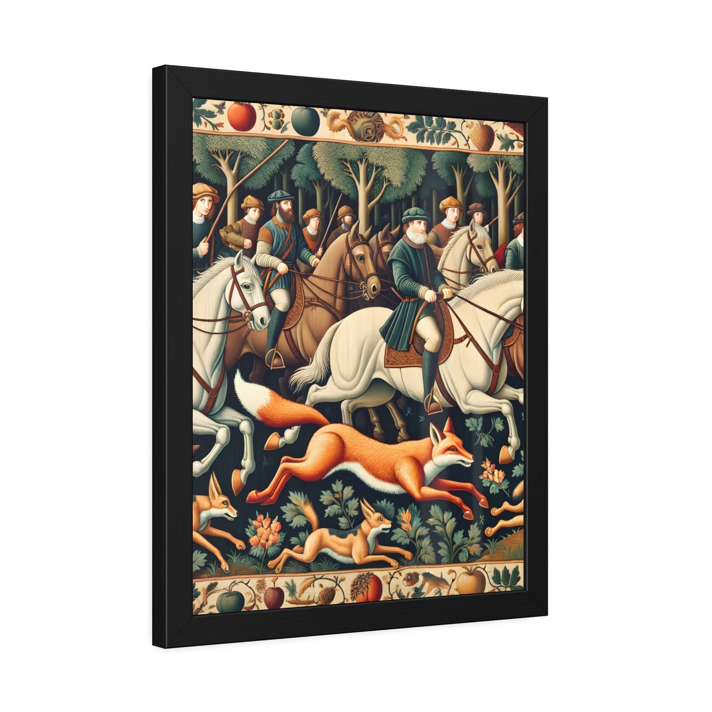 Framed Artwork - Fox hunt on horseback