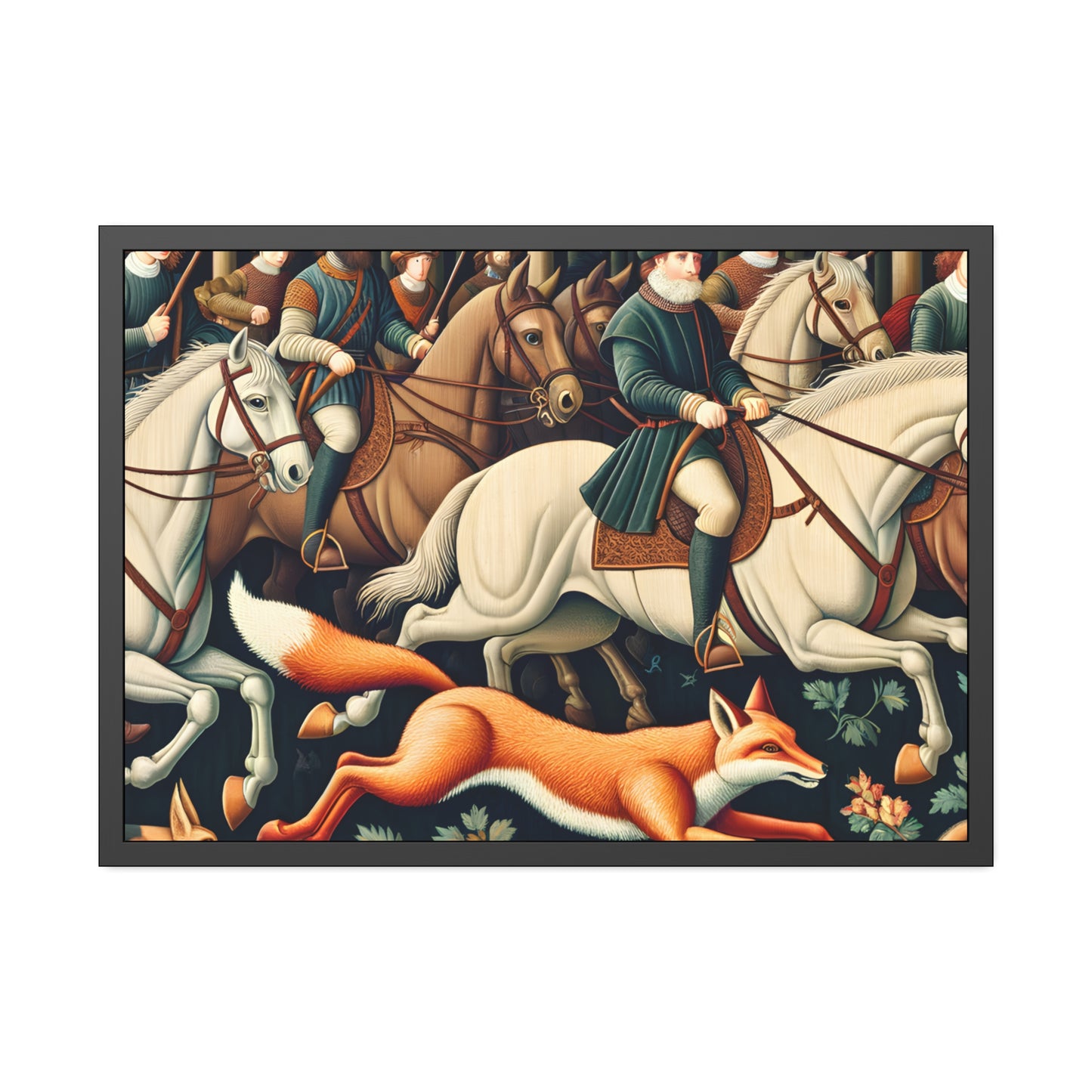 Framed Artwork - Fox hunt on horseback